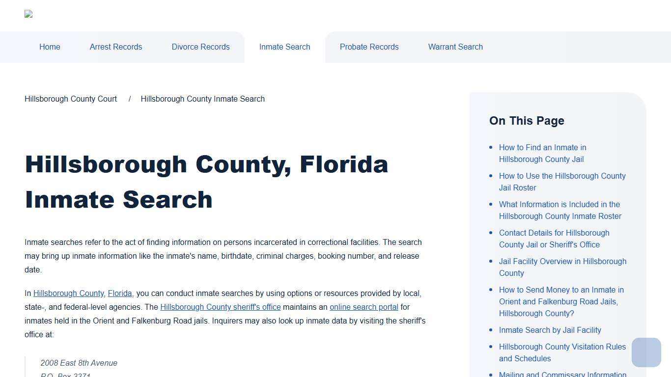 Hillsborough County Inmate Search Hillsborough County Court