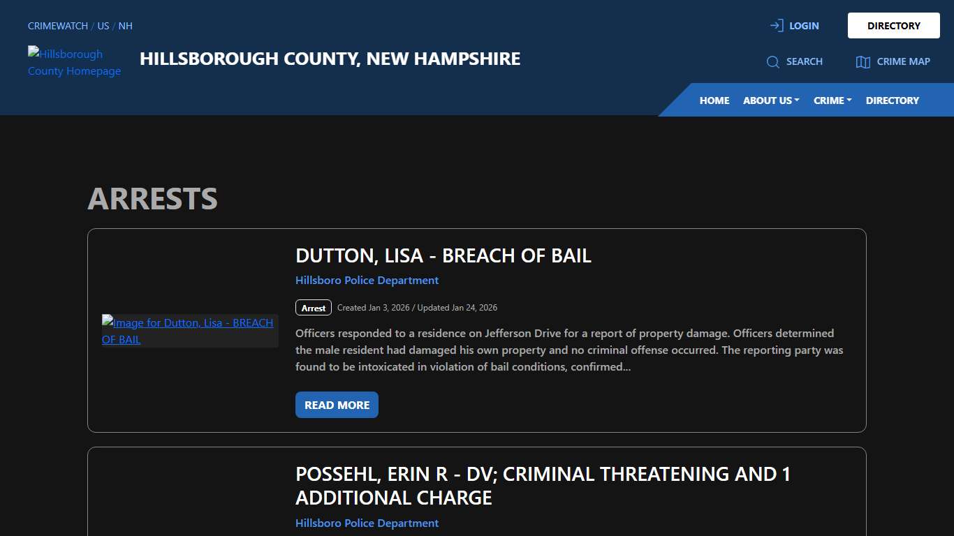 Arrests for Hillsborough County, New Hampshire CRIMEWATCH